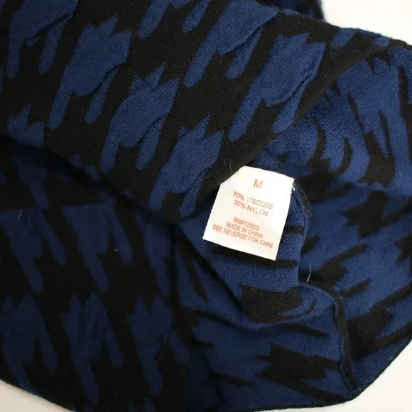 NEW Torn by Ronny Kobo Blue Black Long Sleeve Sweater Dress M - Picture 10 of 11